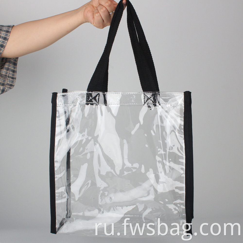 Custom High Quality Ecommerce Store 12x6x12 Inches Pvc Transparent Women Handbag Shoulder Style Beach Clear Tote Bag6
